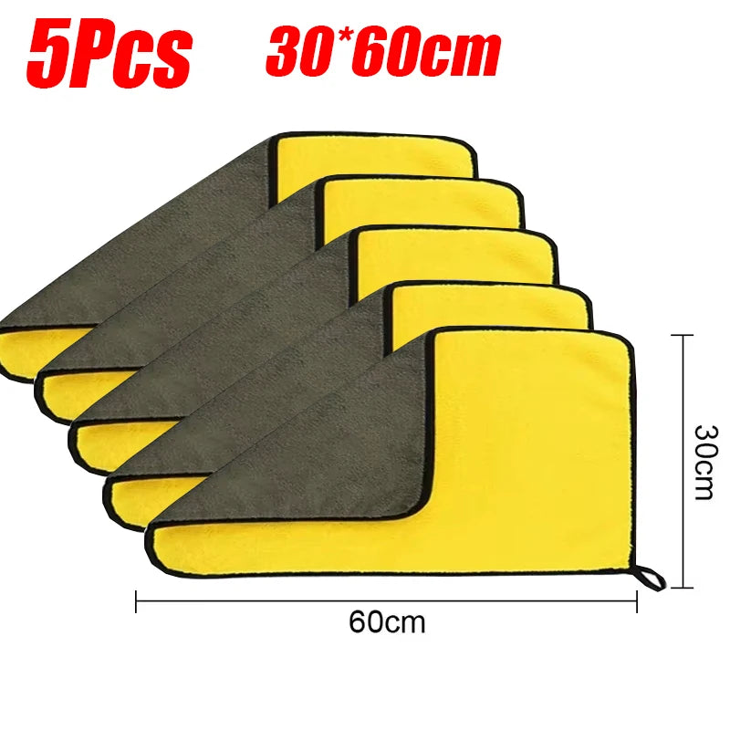 1-5Pcs Microfiber Towel Car Microfiber Cloth Wash Towel Microfiber Cleaning Cloth Absorbent Car Wash Drying Towel Auto Detailing