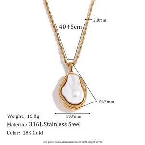 E.B.belle Imitation Pearl Series Necklace Irregular Shape Jewelry Stainless Steel 18K Gold Plated For Elegant Women Charm Gift