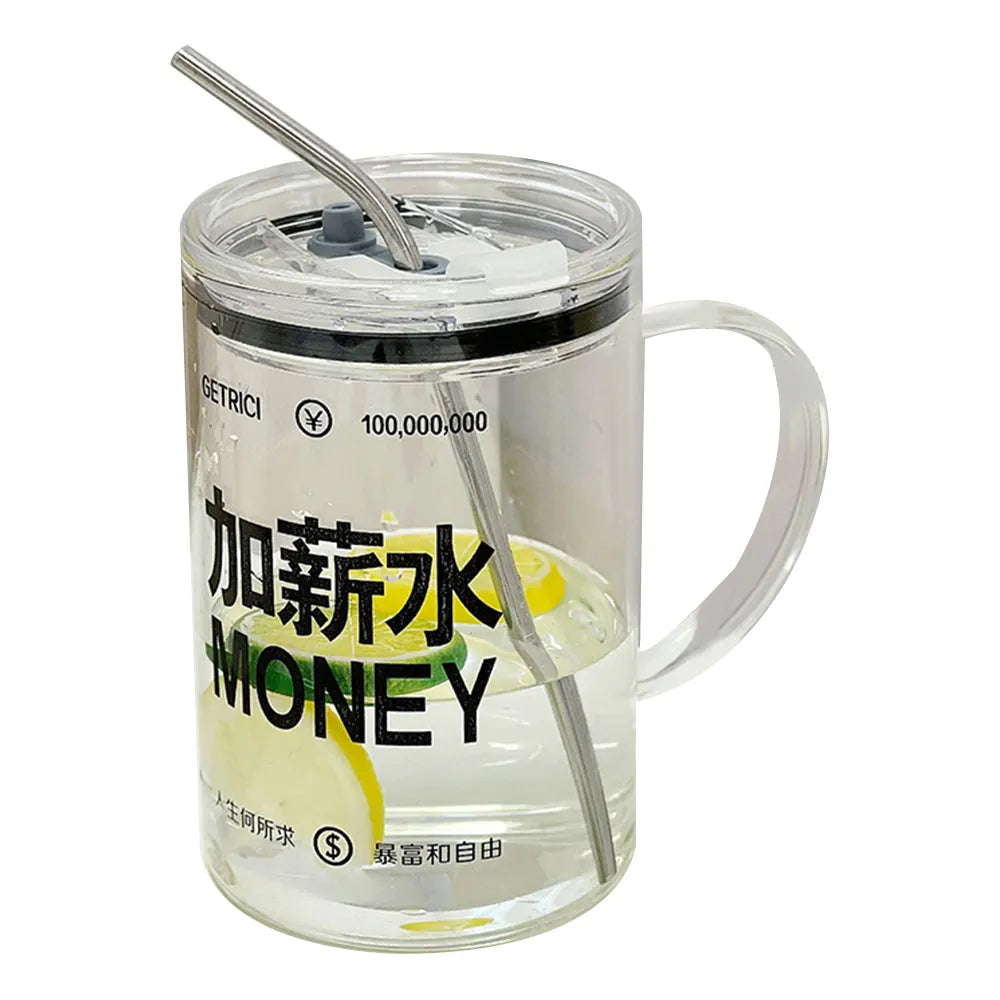 1000ML Large-capacity Glass With Lid And Straw Temperature Resistance Glass Water Cup For Beer Iced Coffee Tea Glass