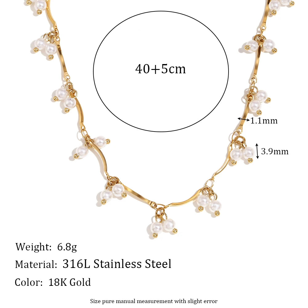 E.B.belle Imitation Pearl Series Necklace Irregular Shape Jewelry Stainless Steel 18K Gold Plated For Elegant Women Charm Gift