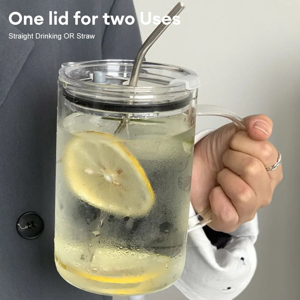 1000ML Large-capacity Glass With Lid And Straw Temperature Resistance Glass Water Cup For Beer Iced Coffee Tea Glass