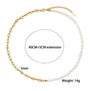 E.B.belle Imitation Pearl Series Necklace Irregular Shape Jewelry Stainless Steel 18K Gold Plated For Elegant Women Charm Gift