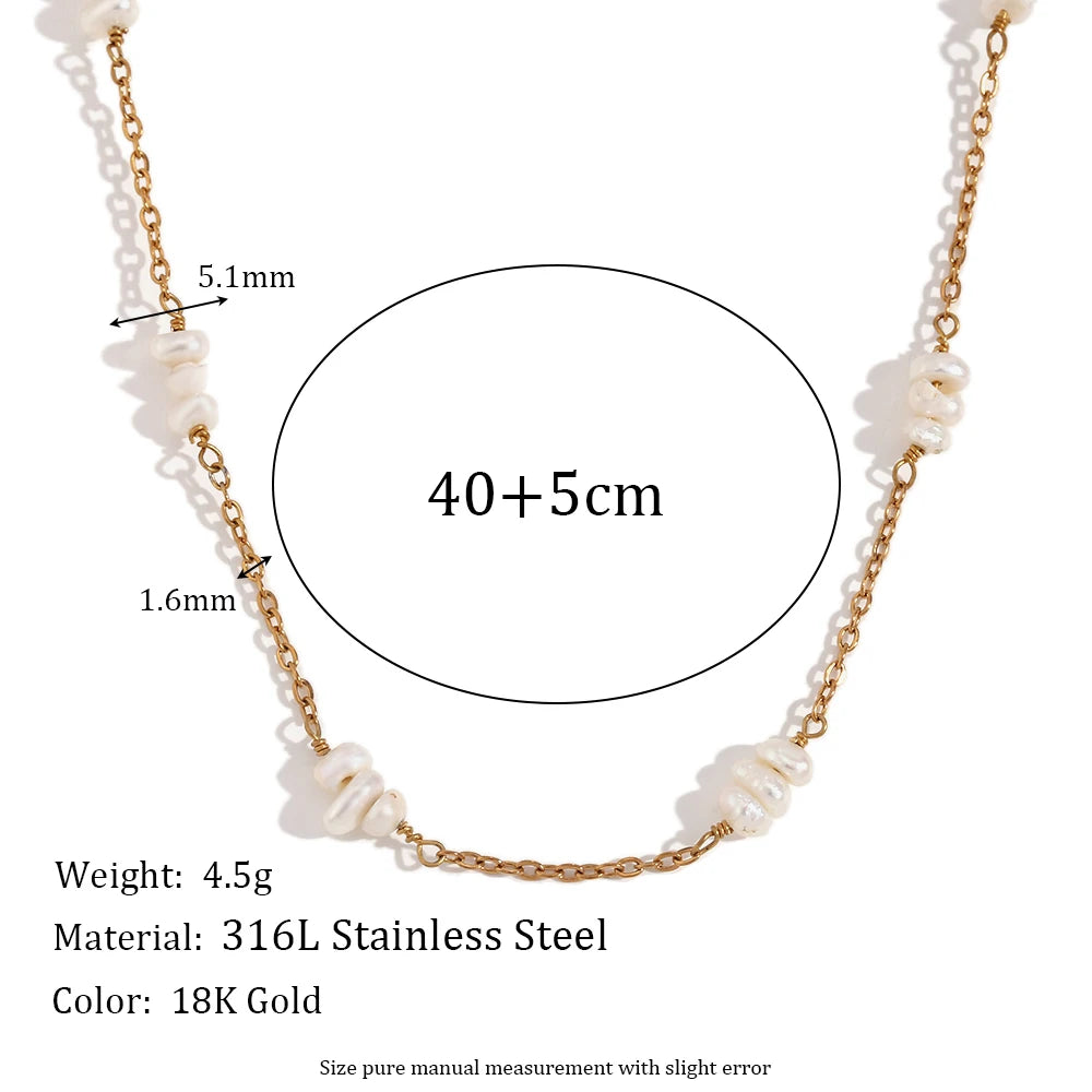 E.B.belle Imitation Pearl Series Necklace Irregular Shape Jewelry Stainless Steel 18K Gold Plated For Elegant Women Charm Gift