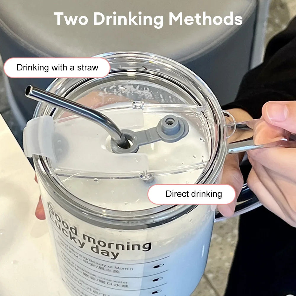 1000ML Large-capacity Glass With Lid And Straw Temperature Resistance Glass Water Cup For Beer Iced Coffee Tea Glass